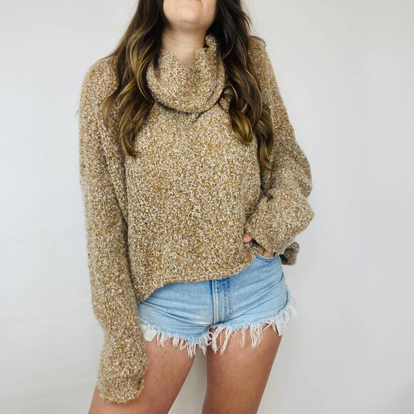 Free People Brown turtleneck boucle Knit Sweater - Picture 2 of 7